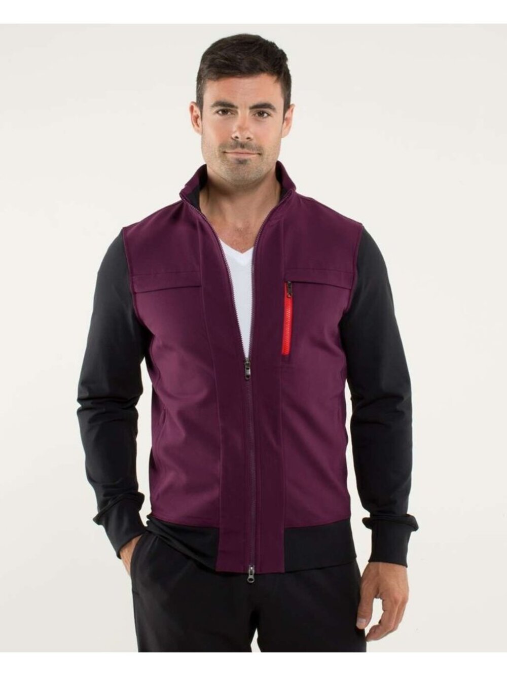 Lululemon Men's Medium Post Gravity Full Zip Track Jacket Plum/Black Performance